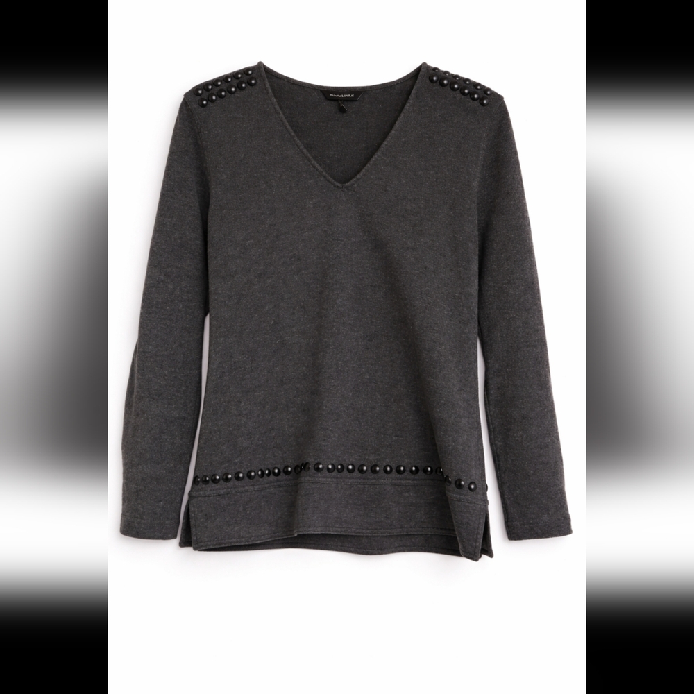 NWOT Banana Republic Women's Charcoal Gray Sweater with Beaded Embellishments Lg